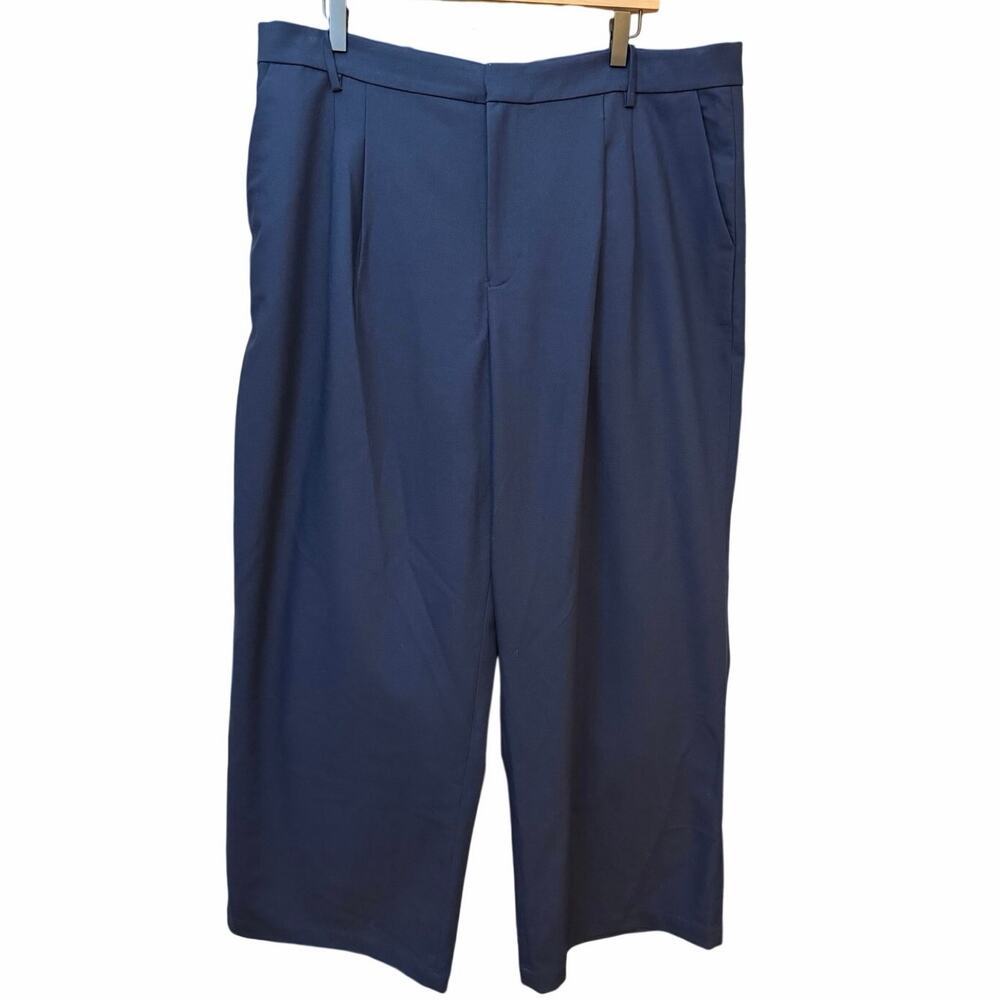 Roucha Barraud Trouser Midnight Blue Size D XL Tailored Wide Leg Pant Minimalist